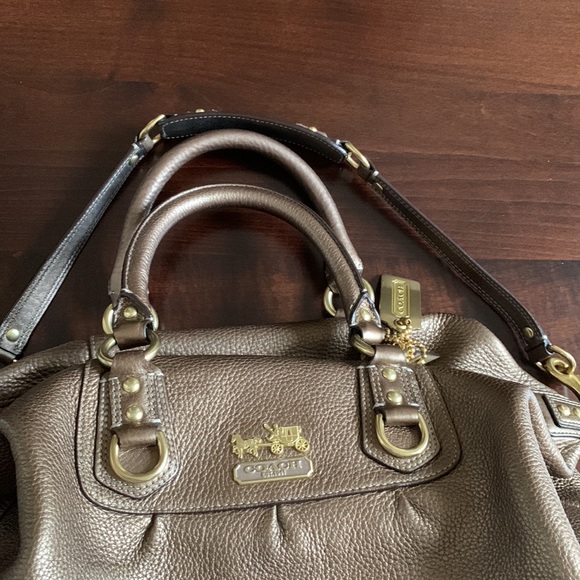 Coach Bronzed Pebbled Leather Handbag - Picture 4 of 8